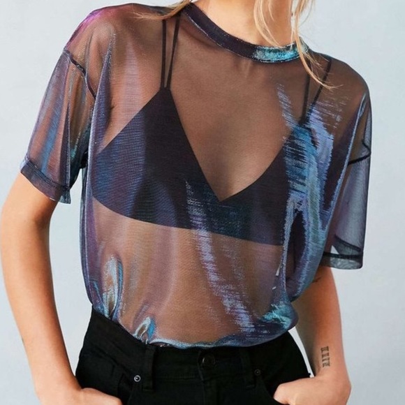 Urban Outfitters Tops - Silence + Noise Iridescent Mesh Shimmer Top